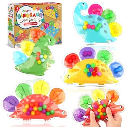 Dinosaur Color Sorting Sensory Toy, Roadtrip Travel Essenstial for Toddler