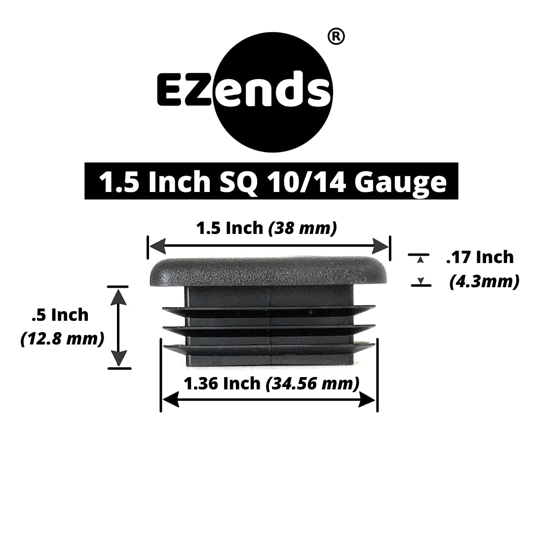 1.5" Plastic End Caps (1014 GA) 20 PK/Square Tubing End Caps, Chair