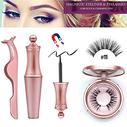 MOGOI Kit ciglia finte con ciglia finte magnetiche, eyeliner magnetico e pinzette per ciglia, senza colla Occhietti 5 magneti riutilizzabili ciglia finte, naturali e morbide
