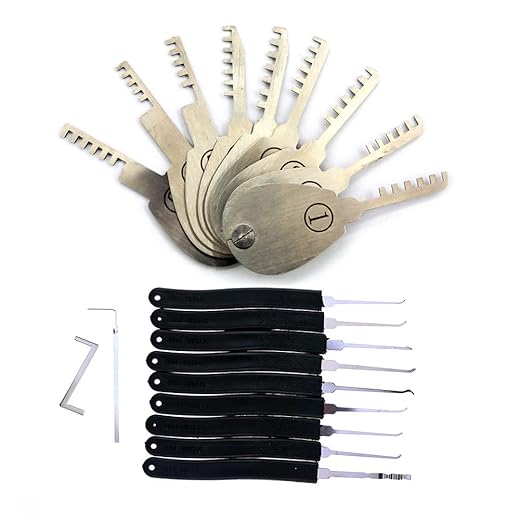 9 x Kamm-Pick-Lock-Picking-Werkzeug mit 9 Schloss-Picking, Schlosser-Pick für Hausschloss