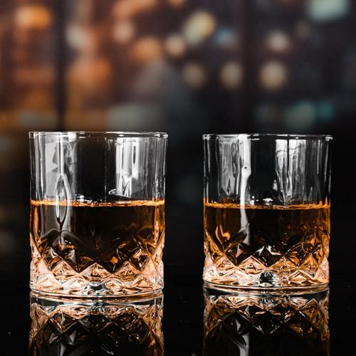 SIYOUKI Crystal Whiskey Glasses Set 11 oz, Old Fashioned Rocks Barware Lowball Glass for Bourbon, Scotch Whisky, Cocktails, Cognac, Liquor Drinking, Men Gift (2 Pack) - Image 5