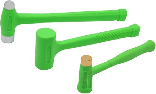 Grip - Juego de 3 martillos Deadblow  Martillo de latón de 12 onzas, martillo de bola de 1 libra, mazo de 12 lb de Deadblow  hogar, garaje, taller