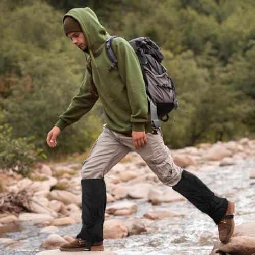 Image of GUSTAVE Gaiters for Snow Trekking Waterproof Windproof 1 Pair 2PCS | Helps Keep Legs Dry, Reduces Wind and Sand Entry, Adjustable Secure Belt, Lightweight Build, Snow Trekking Support
