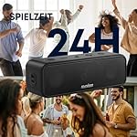 soundcore 3 Bluetooth Lautsprecher, Stereo-Sound, Audiotreiber mit Titan-Membran, PartyCast, BassUp, 24 Stunden Akku, IPX7 Wasserschutz, individueller EQ, für Zuhause, Draußen, Garten (in Schwarz) – Bild 3
