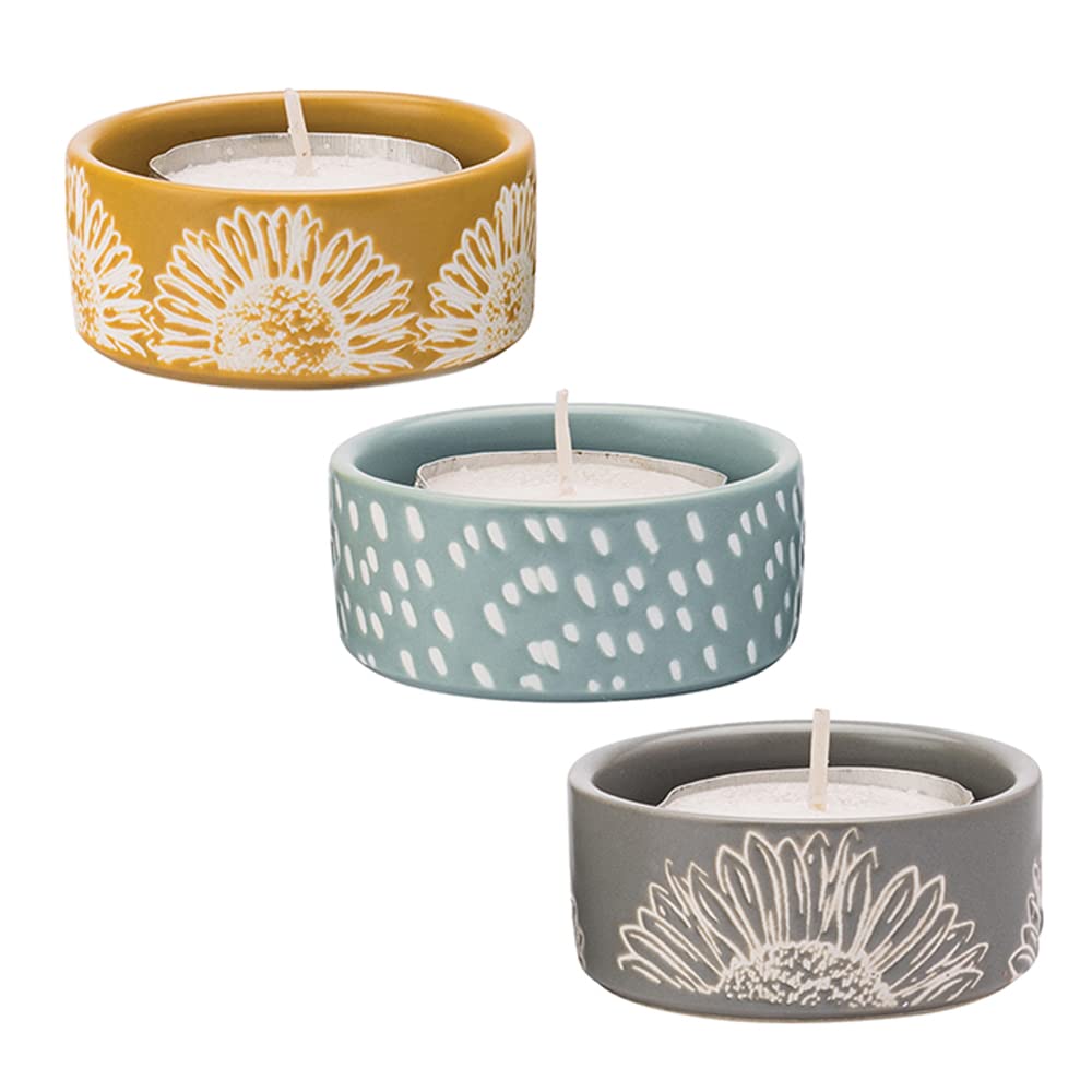 ENGLISH TABLEWARE Company Artisan Flower Set of 3 Tealight Holders
