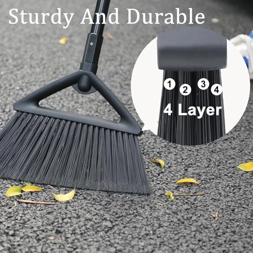Image of Heavy Duty Black Angle Broom with Long Handle - 4 Pack
