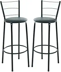 Kit 2 Banquetas Altas com Encosto, 3 Arames, Design Moderno