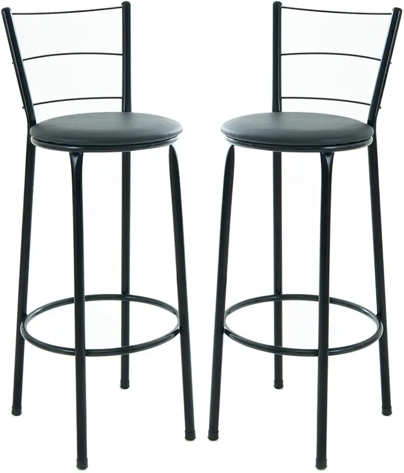 Kit 2 Banquetas Altas com Encosto, 3 Arames, Design Moderno