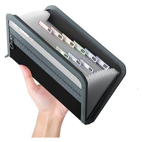 Ansook Coupon Receipt Organizer,13 Pockets Small Accordian File Organizer Holder, Glove Box Organizer,Monthly Budget Planner Organizer Cover