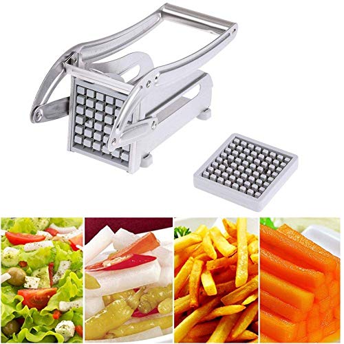Image of Yorten French Fries Potato Chips Strip Cutting Cutter Machine Maker Slicer Chopper Dicer+2 Blades Maker Slicer Chopper Dicer + 2 Blades Material. Silver