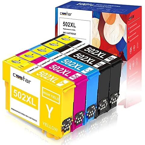 CSSTAR Compatible Ink Cartridges Replacement for 502 XL 502XL Work with Epson Expression Home XP-5105 XP-5100 XP5100 XP5105 Workforce WF-2860 WF-2860DWF WF-2865 WF-2865DWF WF2865DWF WF2860DWF Printer Cover