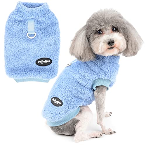 Zunea Jerséis de Forro Polar para Perro Pequeños Abrigo Cálido de Invierno Cachorros Suéter Suave y Mullida con Anillo en D para Arnés Correa Clima Frío Ropa para Mascotas Gatos Chihuahua Azuloscuro S