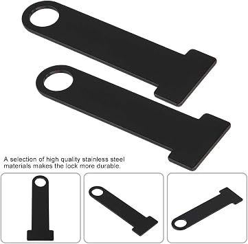 Qiilu Steel Ring Lock, Helmet Strap D Ring Lock Stainless Steel Motorcycle Steel Ring Lock Black