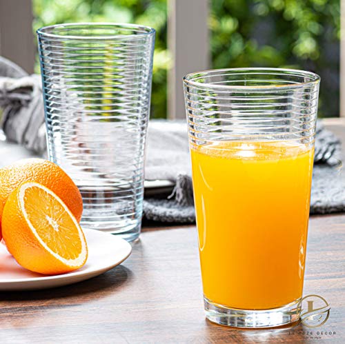 Attractive Drinking Glasses, [Set Of 10] Durable Glass Cups, Highball Glasses For Water, Juice, Cocktails, Beer And Wine, Heavy Base Ribbed Glassware Set - 17Oz. #TOP2