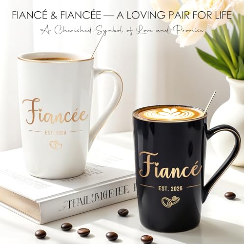 Engagement Gifts for Couples Newly Engaged Gifts for Couple Happy Engagement Gift for Women Fiance Gift for Women Just Engaged Decorations Ideas with Mugs Socks Candle Card for Her Him Men Best Friend - Image 2