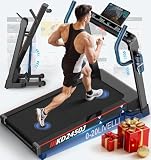 Tapis de Marche Pliable pour la Maison, 7CV, 20 Niveaux de Pente Automatique, 1-18km/h, Charge 180KG, Tapis de Course pour Personnes Lourdes avec APP, Écran LED, Haut-Parleurs Bluetooth, Silencieux