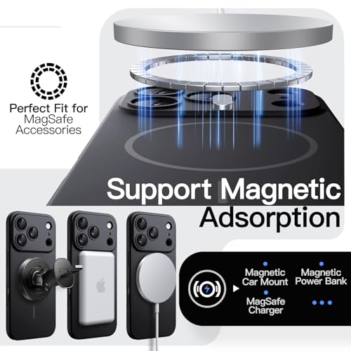Image of JETech Magnetic Slim Case for iPhone 17 Pro 6.3-Inch, Compatible with MagSafe, Ultra-Thin Lightweight Minimalist Phone Cover with Matte Finish and Full Camera Lens Protection (Black)
