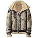 Produktbild Denny&Dora Lammfelljacke Herren B3 Bomberjacke Kurze Lederjacke Herren Wintermäntel Pelzjacke Khaki Gray (M, Khaki Gray)