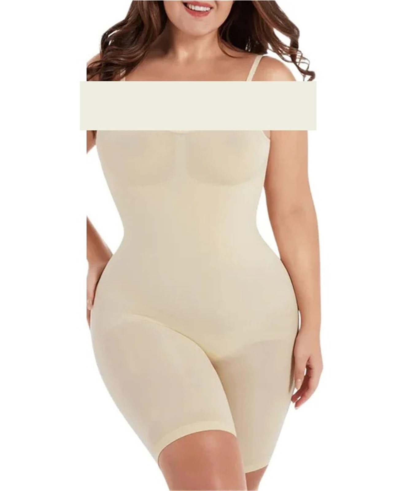 Body Contenitivo Modellante Body a Copertura Totale Shapewear Coscia Body Slim Body con Schiena Bassa Body Shaper Tuta Senza Schienale Shapers Senza Cuciture più Sottile(Beige Thigh,S)