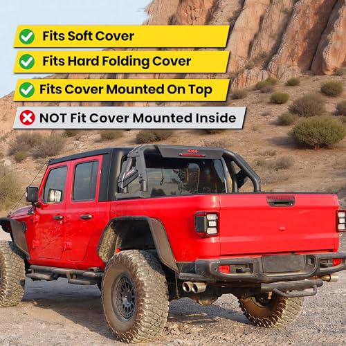 Image of MONOKING Roll Bar with Chase Rack Sport Bar for Full-Size Truck, Adjustable 57 inch-65 inch Dual Tube with LED Brake Light for F150 Raptor Lightning Silverado GMC Sierra Ram Tundra Titan