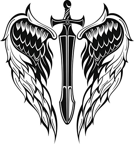 Cross Sword with Angel Wings Round Metal 0.75" Lapel Pin Hat Shirt Pin Tie Tack Pinback2