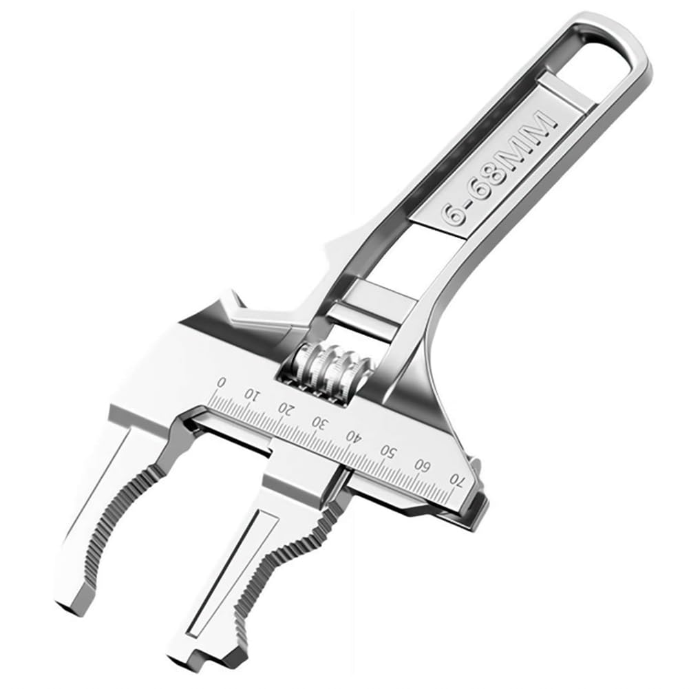 Aboiled Reversible Sink Wrench with 6-68mm Jaw Opening Adjustable Wrench 6-68mm Silver