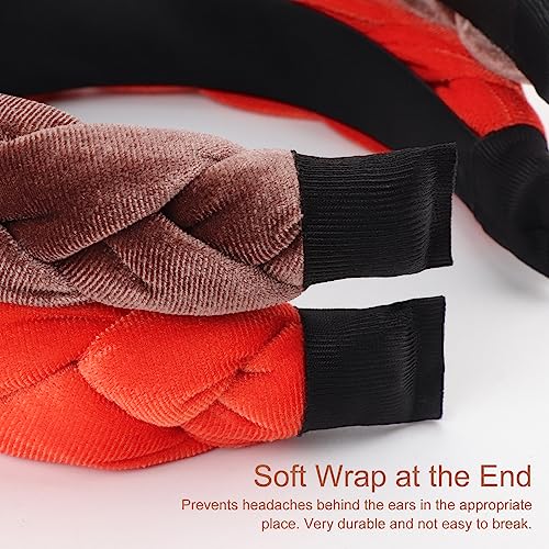 Image of DRESHOW Braided Headbands for Women Velvet Hair Hoop Elastic Criss Cross Hair Bands Accessories