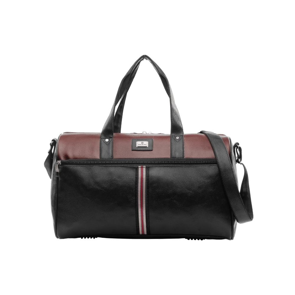 goldline Leather Duffle Bag| Stylish & Spacious Duffle Bag for Travel | Men and Women's Weekender Travel Bag for Luggage | Duffel Bag with Attachable Shoulder Strap | Duffel Bag - 35L (Brown)-picture-12