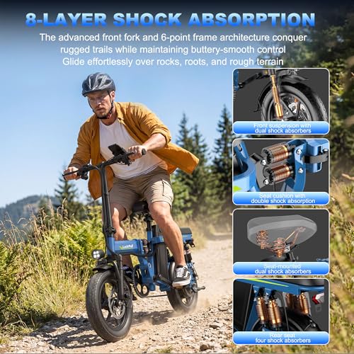 Image of Lightweight Folding Mini Electric Bike for Adults-14 Inch Electric Bicycles Ebike,2000W /1000W, 40 /28MPH,52V 25Ah & 48V 13Ah,50-80 Mile Long-Range, Removable Battery