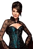 90 % Polyester, 10 % Elastan r-dessous Corsagenbluse schwarz Bolero Spitze Jäckchen Dirndl Bluse Damen Mode Groesse: XXL