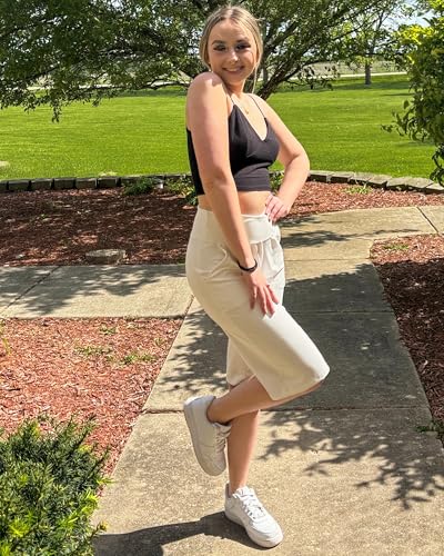 Image of G4Free Capri Pants for Women 14 inch Knee Length Wide Leg Yoga Capris Dressy Casual Summer Crop Pants with Pockets