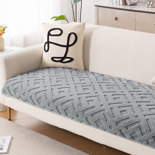 Image of HOKIPO 'Velvet Maze' Premium Anti Slip Sofa Cover Mats for L Shape and 1 /2 /3 Seater Sofa. Make Your Own Sofa Cover Set, 70(D) x 220(L) cm, Dark Grey (AR-5909-DGRY)