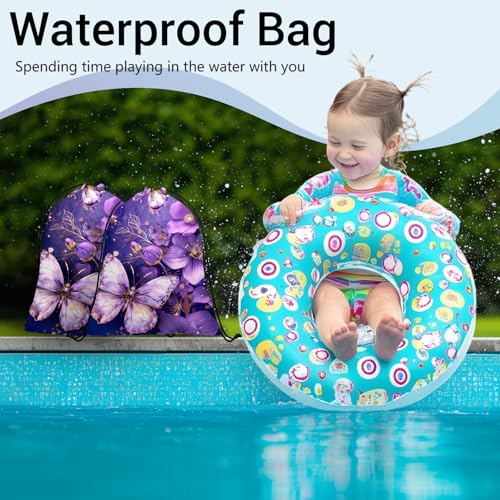 Image of Abstract Flower Butterfly Grip Bags for Gymnasts Purple Adjustable Gymnastics Drawstring Gym Bag