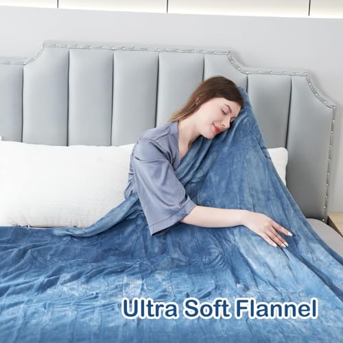 Electric Heated Blanket Throw Size, 50" x 60" Heated Throw with 6 Heating Levels & 3 Hours Auto Off, Machine Washable, ETL & FCC Certified Home Office Use, Blue