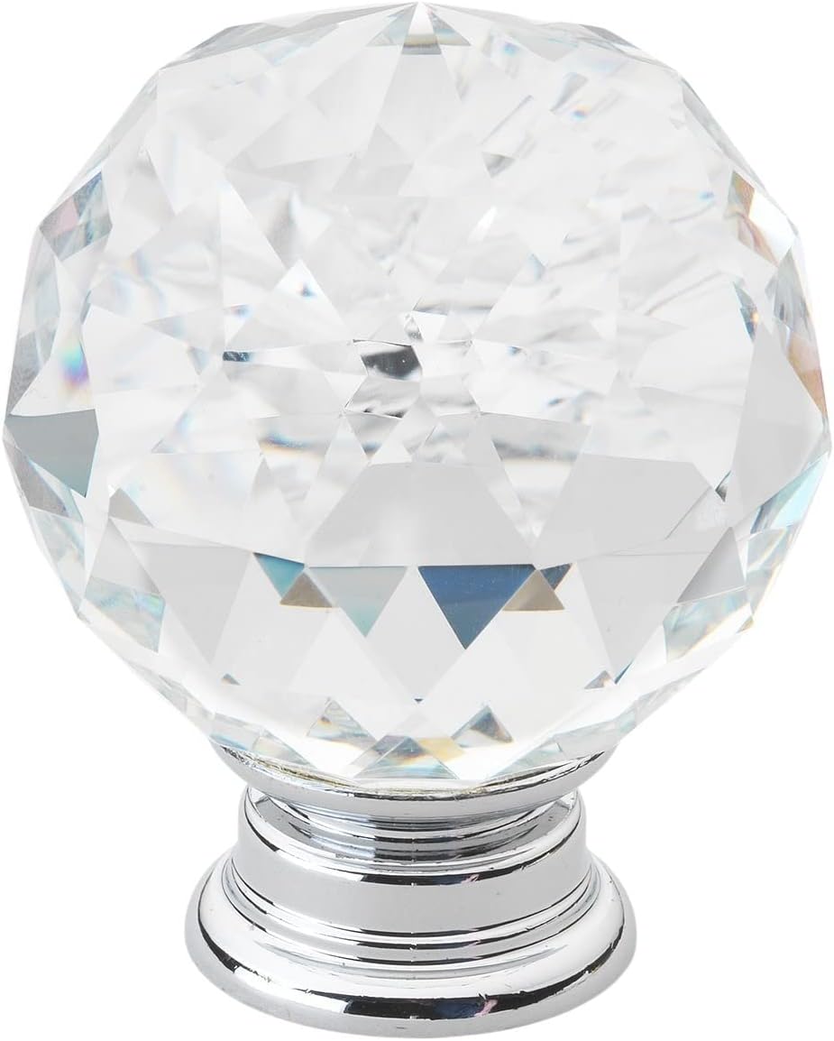 GlideRite Hardware 1-5/8 Inch Classic Crystal Cabinet Knob with Polished Chrome Base - 9003-CR-40 (10)