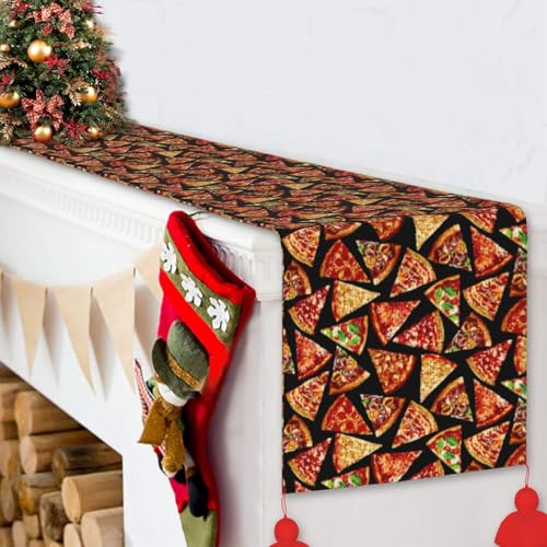 Chemin de table de Noël avec pompon déco de table de fête intérieur extérieur 35x152cm