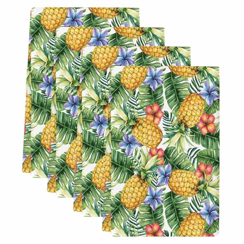 Kitchen Towels Set of 4, Pineapple Soft Microfiber Dish Towels,