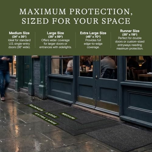 Image of WaterHog Max Diamonds Front Door Mat Indoor Outdoor Entrance, All-Weather Heavy Duty Commercial Doormat, Non-Slip Rubber Backing, Dirt & Moisture Trapper, Low Profile, Made in USA 35 inchx118 inch Black Smoke
