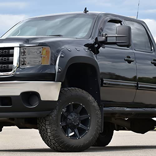 [4Pcs-Set] Front&Rear Pocket-Rivet Style Fender Flares Compatible With 07-14 Sierra 1500 2500Hd 3500Hd #TOP5