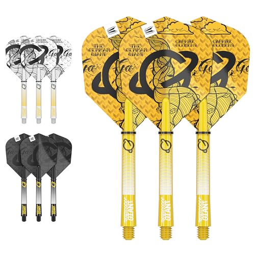 Target Darts Gabriel Clemens Ink Design No.6 Dart Flights & Medium (48mm) Shafts Stems - 9 Flights and 9 Shafts in Total