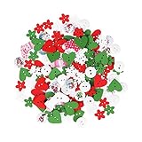 diy costura navidad Peso total: 40g. ROSENICE Botones de Madera Botones para Manualidades en Forma de Corazón Flor Copo de Nieve Paquete de 40 g
