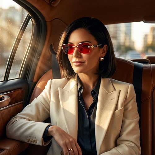 Image of COASION Fashion Rimless Frameless Sunglasses for Women Men Y2k Retro Sun Glasses Square Tinted Glasses