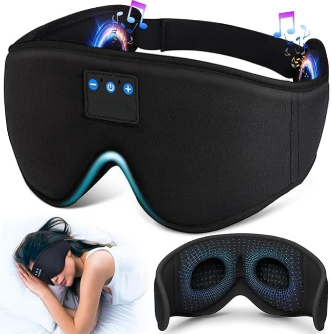 Love Bliss Bluetooth Sleep Headphones, 3D Sleep Mask Bluetooth Wireless Music Eye Mask, Sleeping Headphones,Ideal for Travel, Night Work, Side Sleeping and Office Use for Both Men and Women-image-2