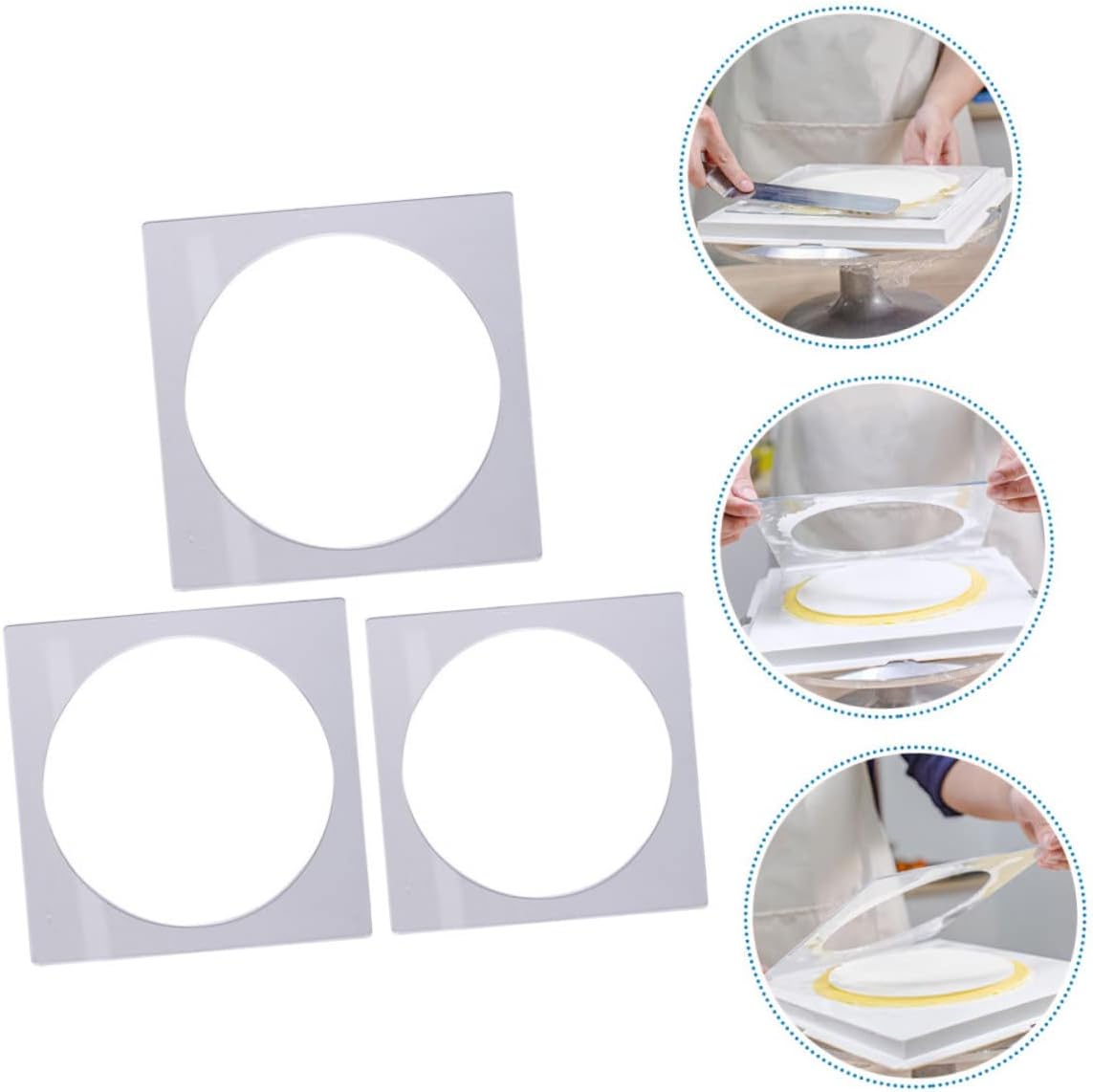 BESTOYARD 9pcs Square Acrylic Cake Board Layer Cake Molds Spatula Frost Form Kit Baking Bakeware image 5