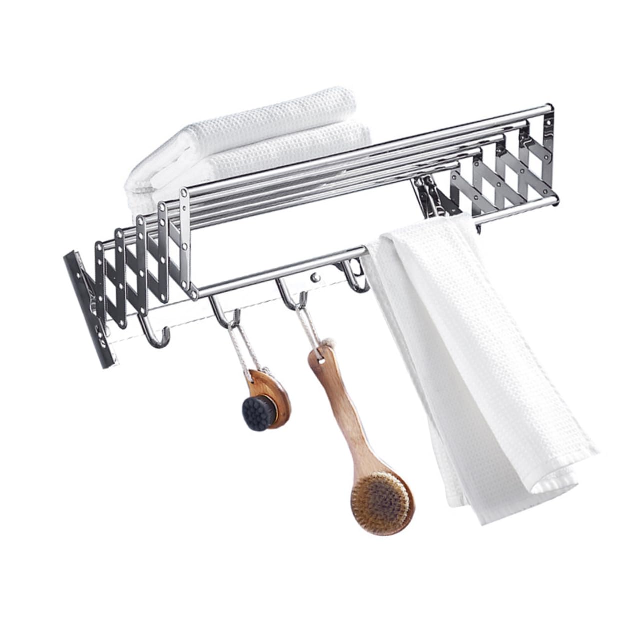 Porte-serviettes télescopique en acier inoxydable extensible 50 cm argenté