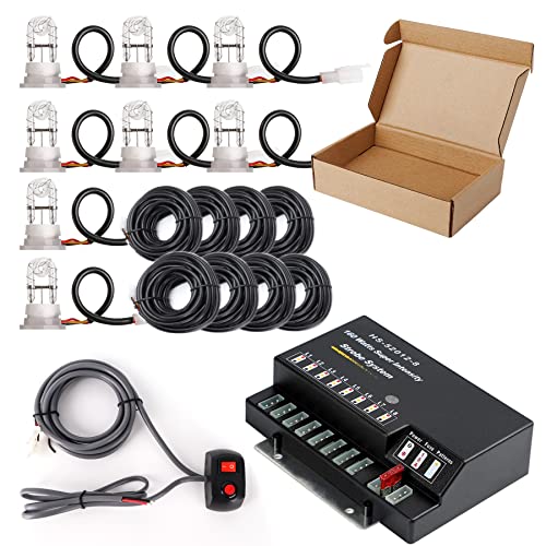 Smallfatw Hideaway Strobe Lights Kit 8 Hid Bulbs 13 Flashing Mode Memory Recall Function, 16 Feet Power Cord With Controller, Emergency Strobe Lights For Trucks Vehicles, White #TOP6