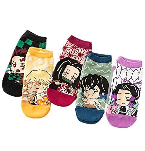 Adult Kids Socks 5 Pairs Anime Cosplay Casual Cotton Anklet Socks