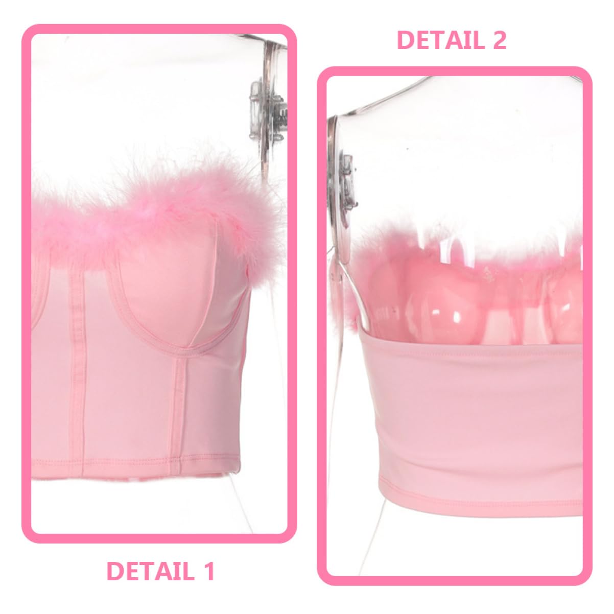 GALPADA 3 Piezas De Piel Interior Del Pecho Tiras Tanque Fuzzy Crop Tube Top Bandeau Chaleco Tanque Bustier Backless Crop Tube Mujer Túnica Top Rosa Fuzzy Top Mujer Spandex Camisa Corsé