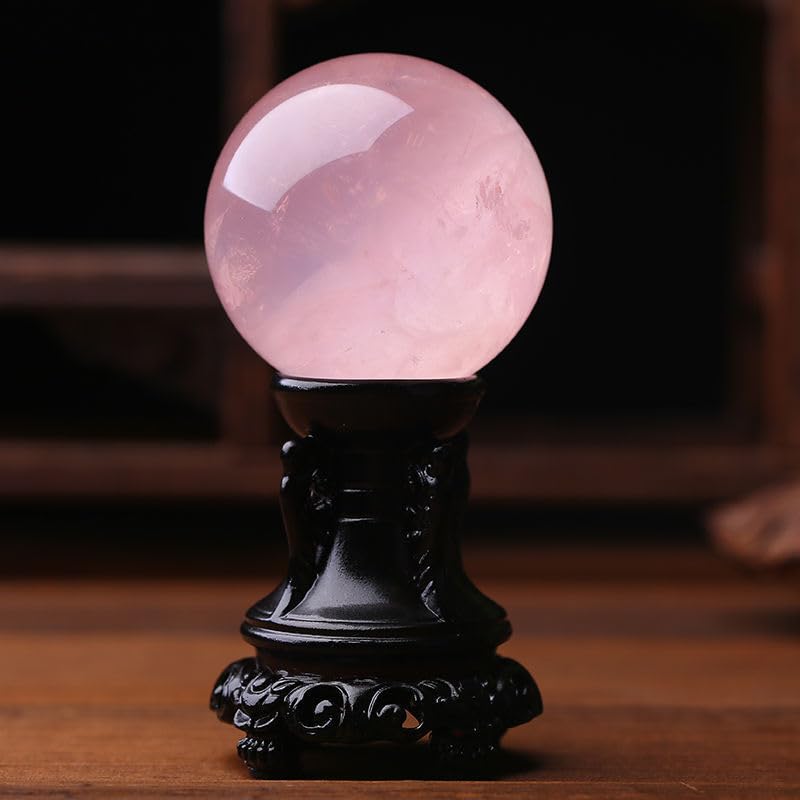 Boule de cristal de quartz rose poli objet de décoration intérieur haut de gamme