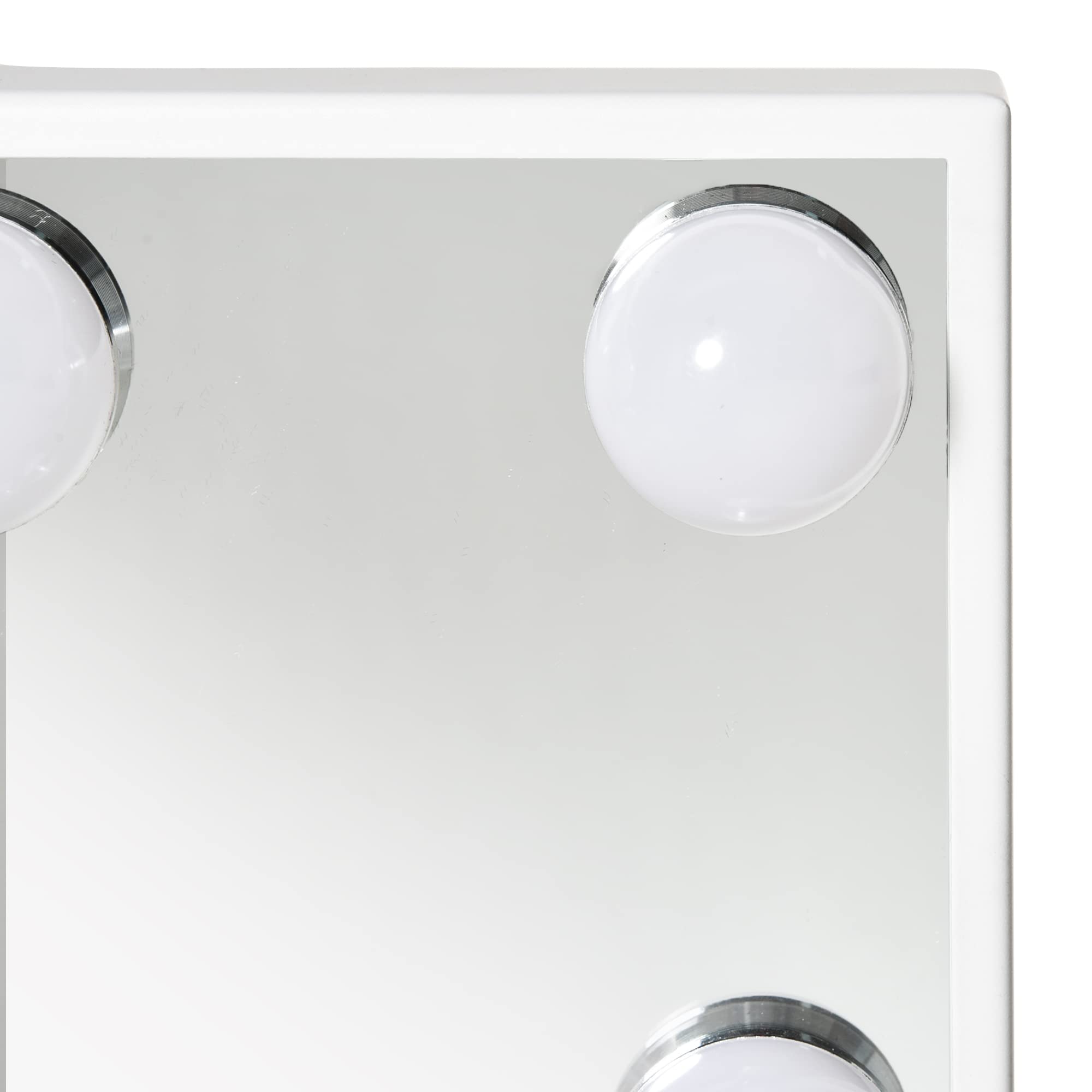 HOMCOM Espejo de Maquillaje con Luz 12 LED 32,8x11x47,4 cm Blanco | Espejo Hollywood de Mesa, 3 Modos, Luz Ajustable, Pantalla Táctil, Función de Memoria, Dormitorio, Baño